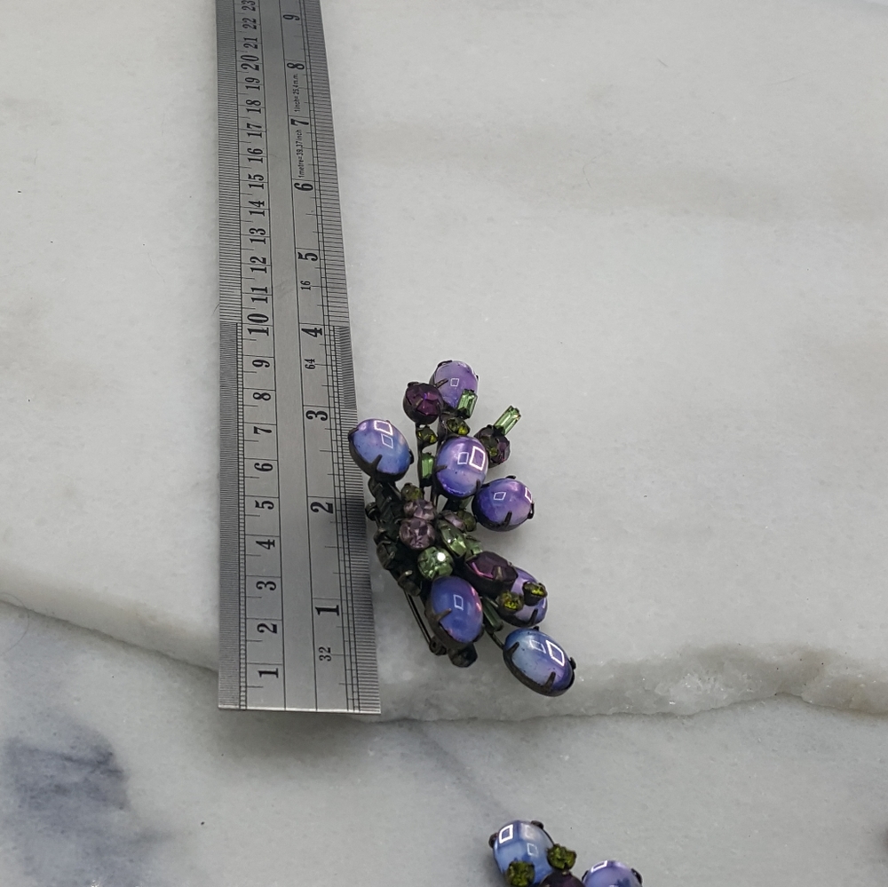 ✔RARE Alice Caviness Purple Cabochon Brooch and Earrings Set - Picture 14 of 14